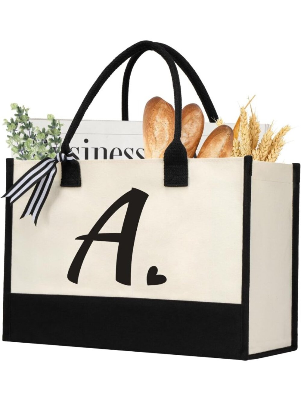 Personalized Initial Canvas Tote Bag - Stylish Beach Jute Bag for Women, Gifts